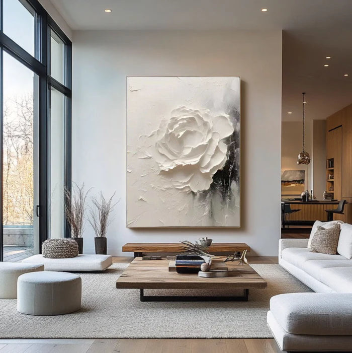 Plaster Painting "Rose de Silence"