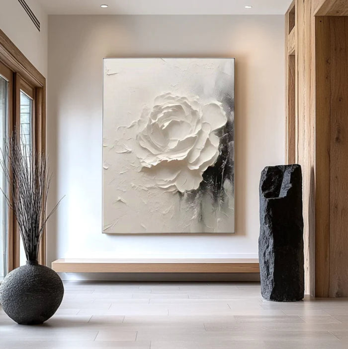 Plaster Painting "Rose de Silence"