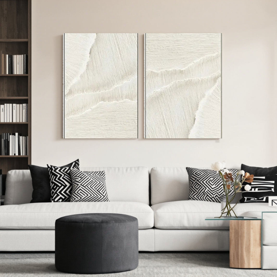 Plaster Art Minimalist Textured Paintings Set of 2 #MM057