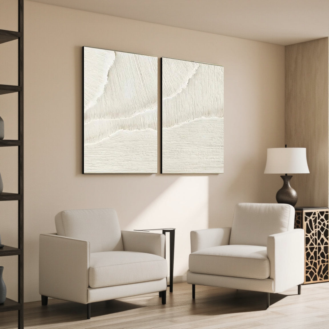 Plaster Art Minimalist Textured Paintings Set of 2 #MM056