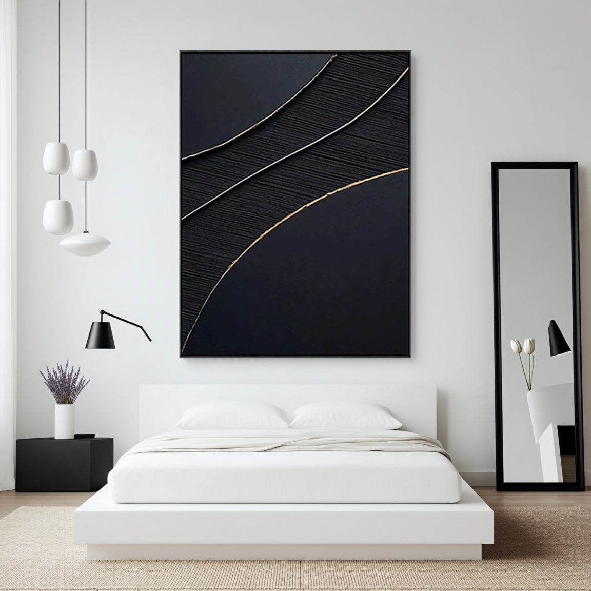 Black Gold Minimalist Textured Painting #MZ049