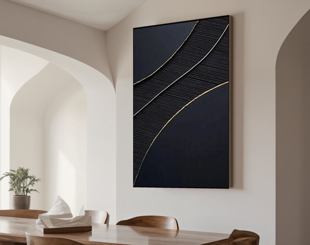 Black Gold Minimalist Textured Painting #MZ049