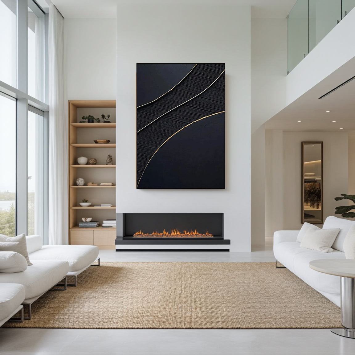 Black Gold Minimalist Textured Painting #MZ049