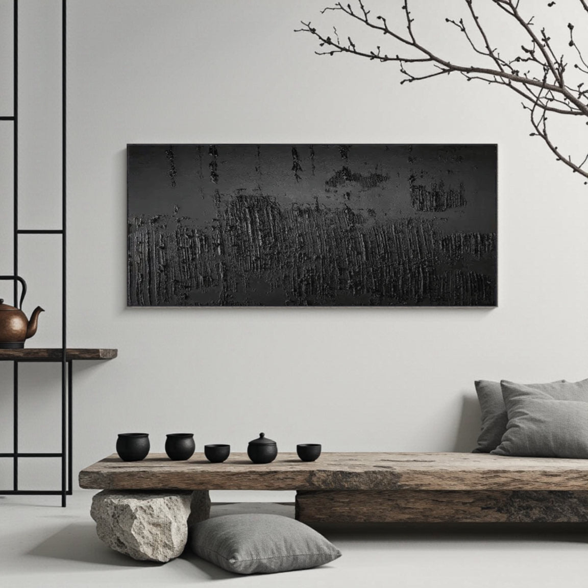 Black Minimalist Textured Painting #MZ018