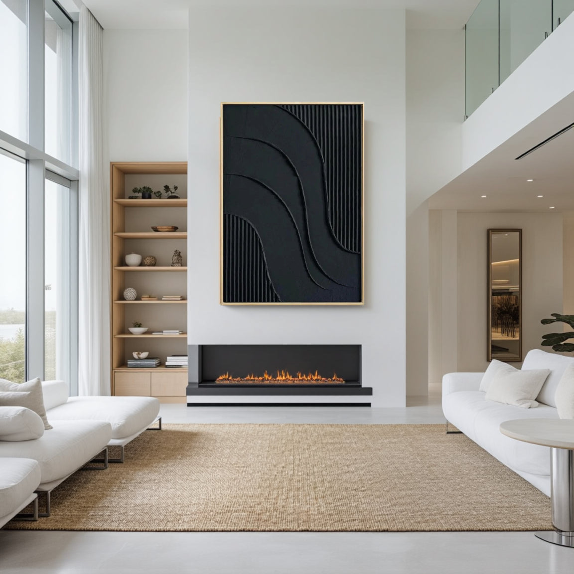 Black Plaster Art Minimalist Textured Painting #MZ007