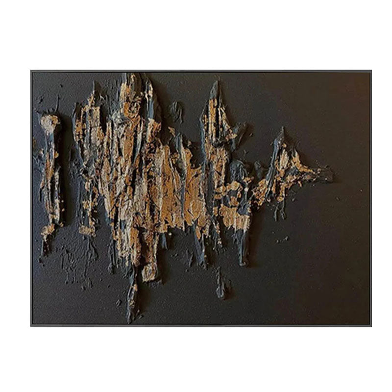 Black Gold Minimalist Textured Painting #MZ053