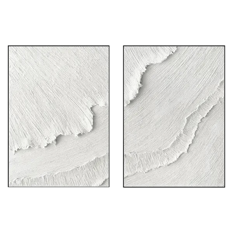 White Minimalist Textured Paintings Canvas Set of 2 #MM065