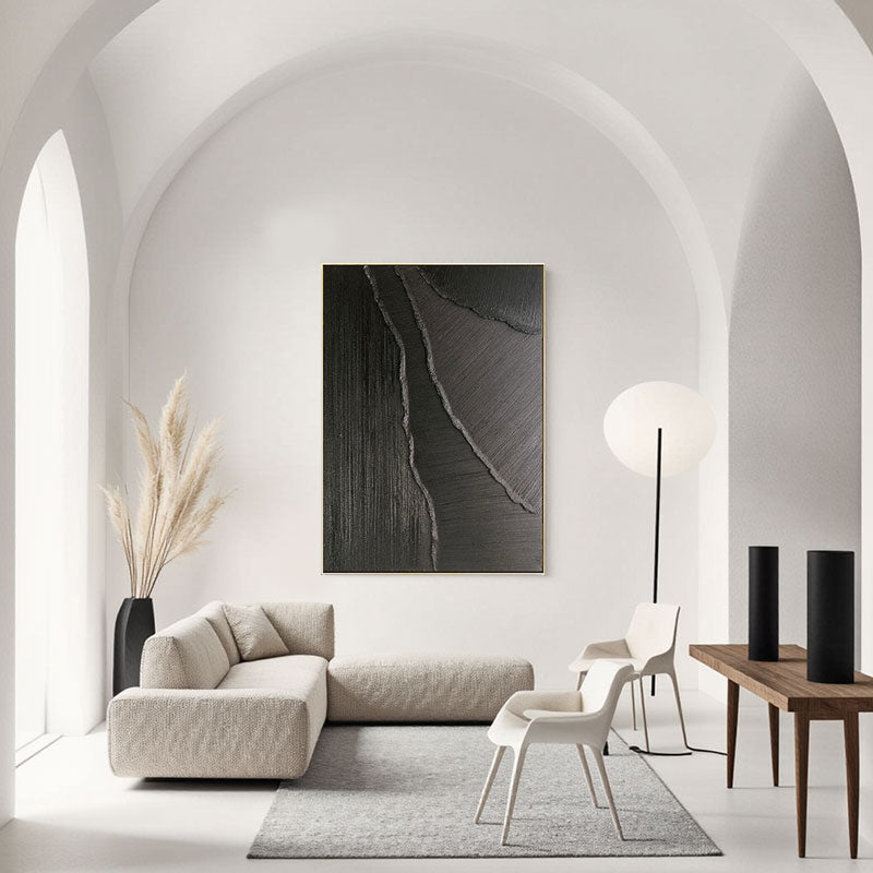 Black Minimalist Textured Painting #MZ142