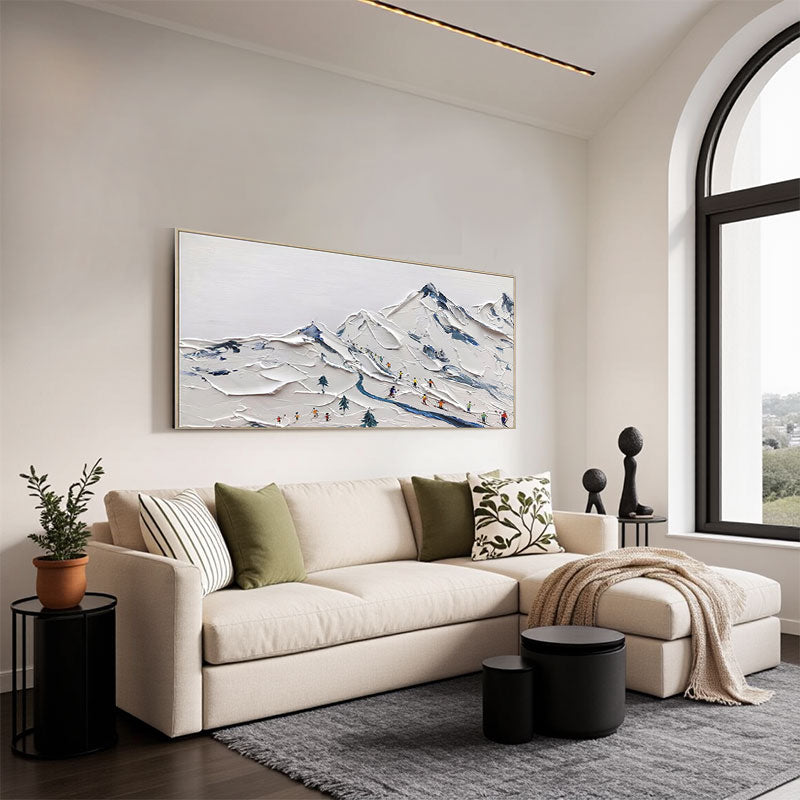 Skiing Sport Art Textured Painting Canvas #MM226