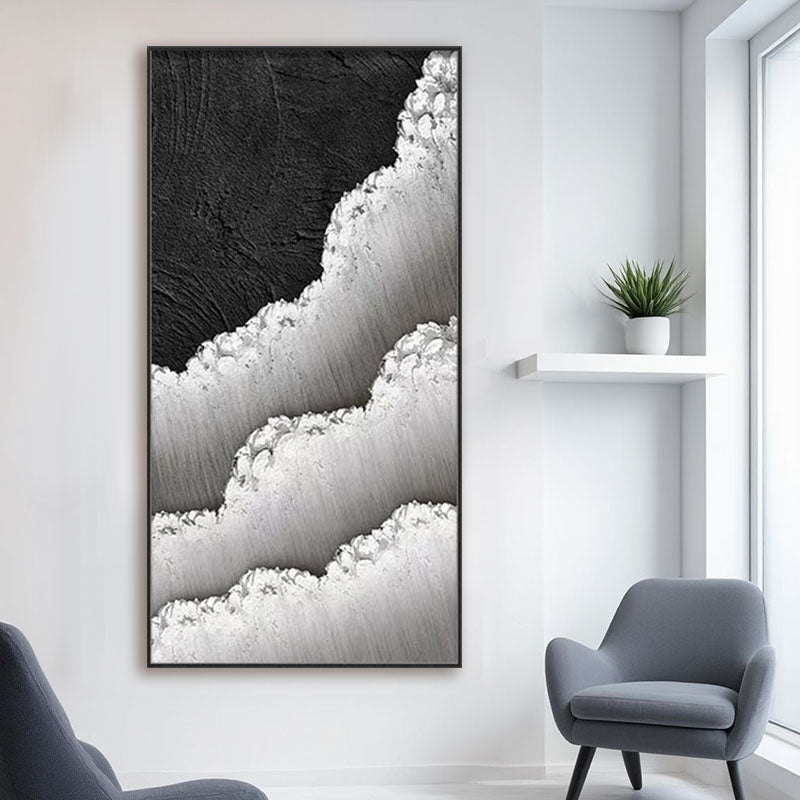 Black White Textured Minimalist Wall Art #MZ046