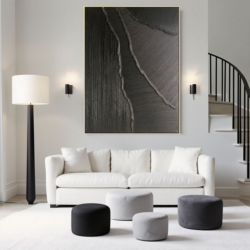 Black Minimalist Textured Painting #MZ142