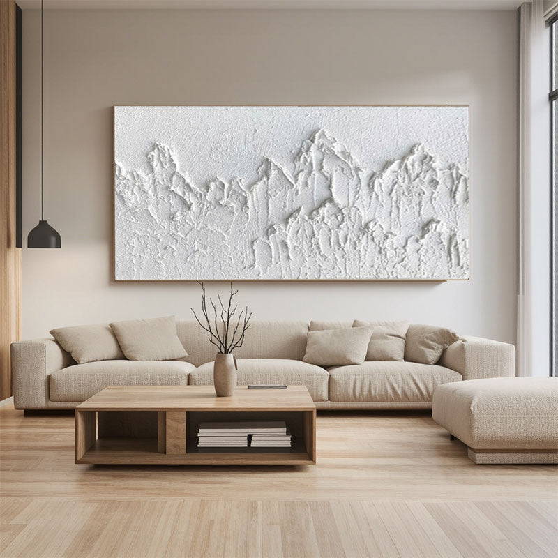 White Minimalist Textured Painting Canvas #MM195