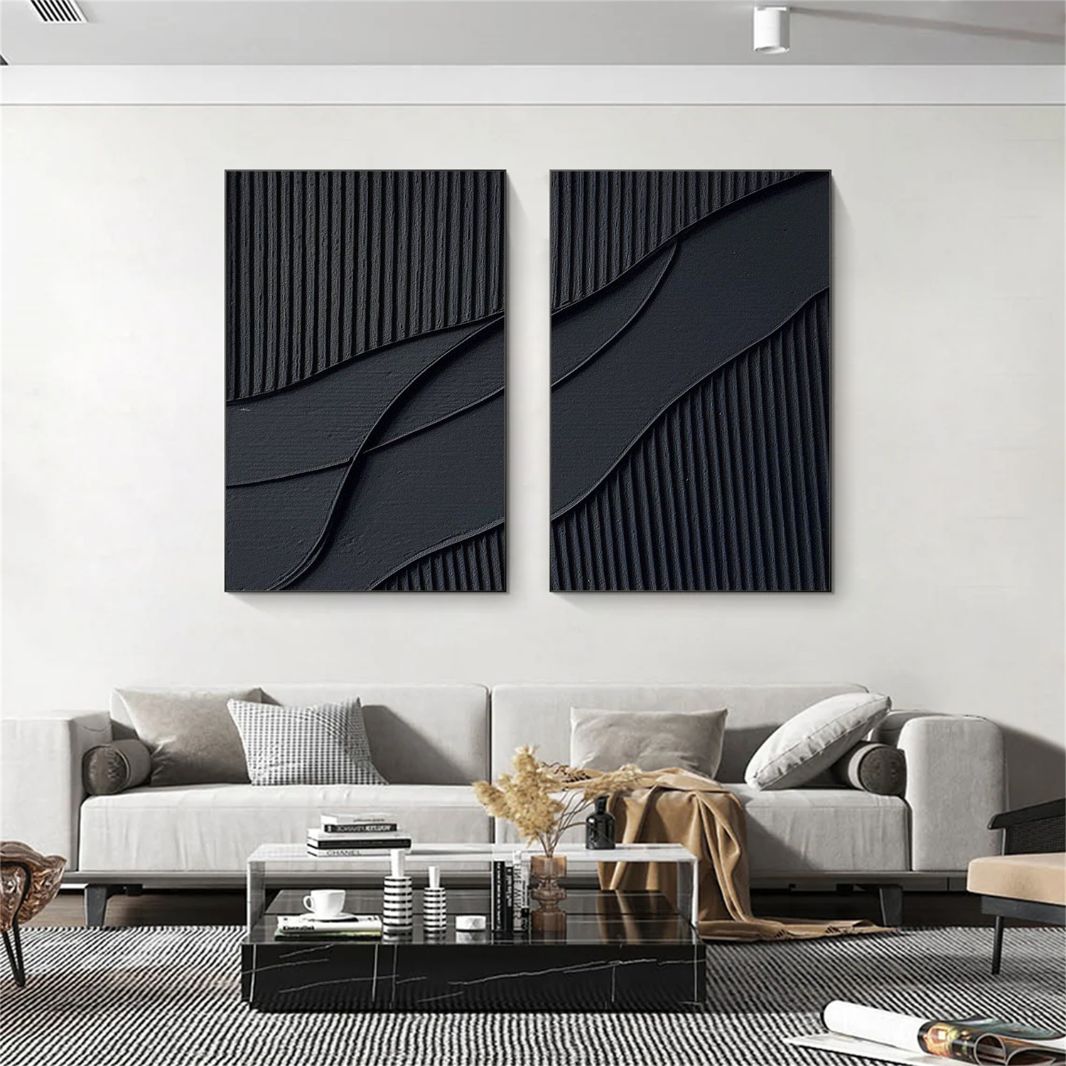 Black Minimalist Textured Painting #MZ024