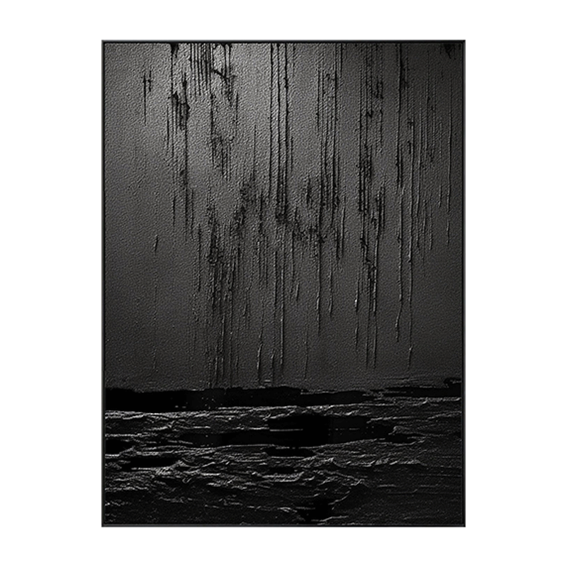 Black Minimalist Textured Painting Canvas #MZ031