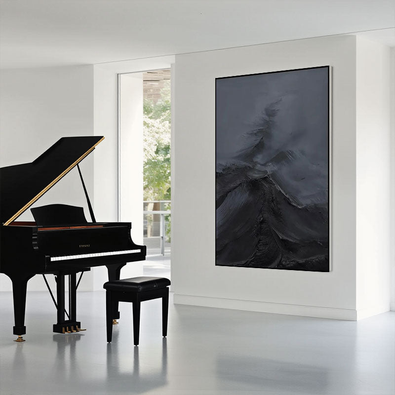 Black Minimalist Textured Painting #MZ143