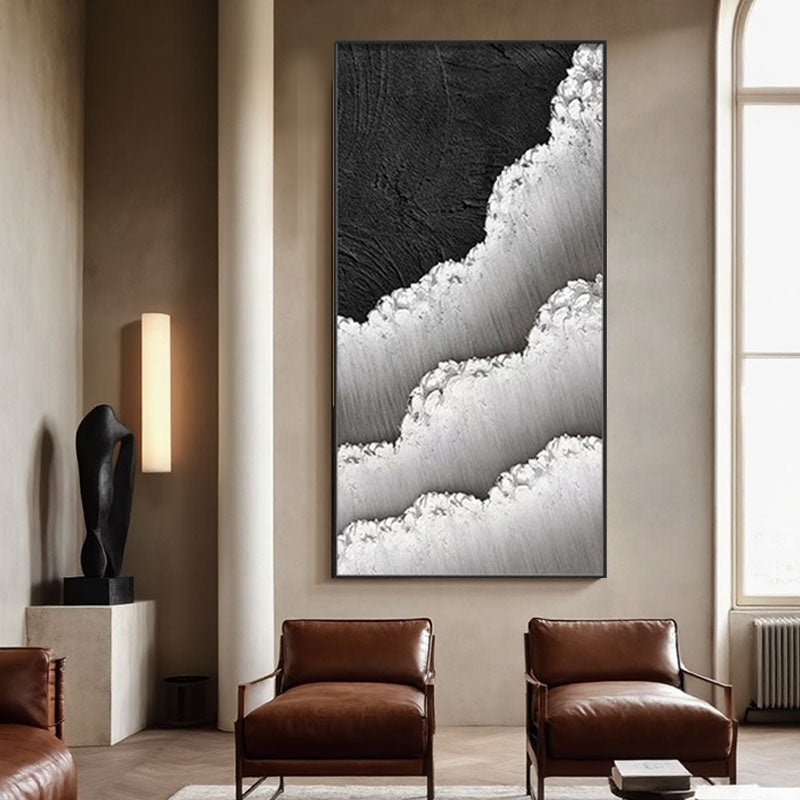 Black White Textured Minimalist Wall Art #MZ046