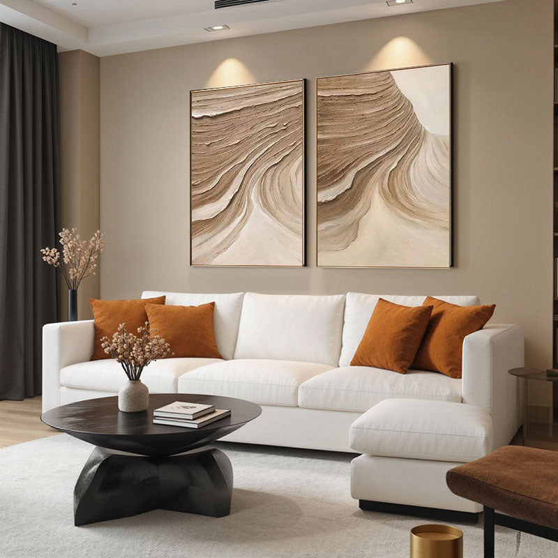 Beige & Brown Abstract Set of 2 #BB135