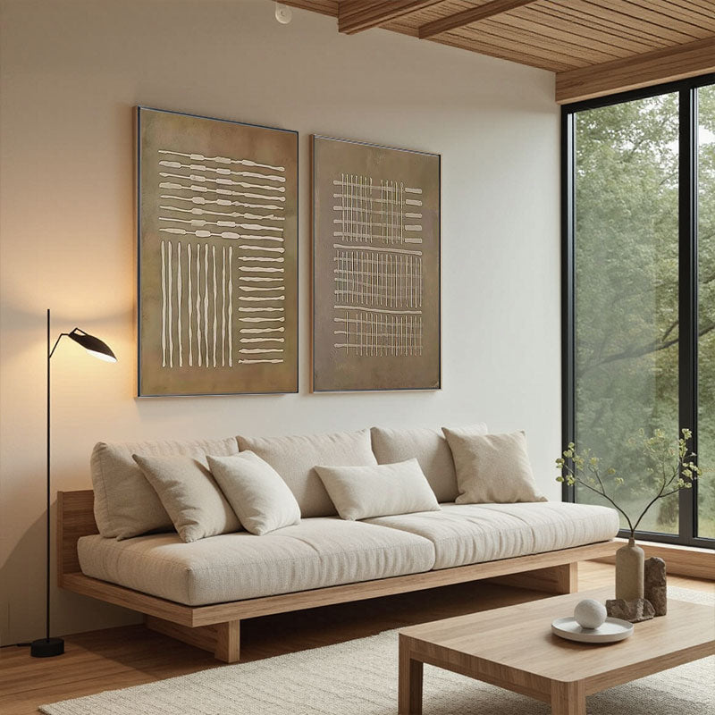 Beige & Brown Abstract Set of 2 #BB154