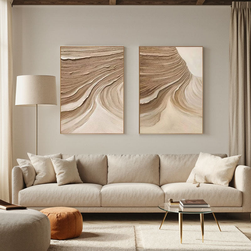 Beige & Brown Abstract Set of 2 #BB135