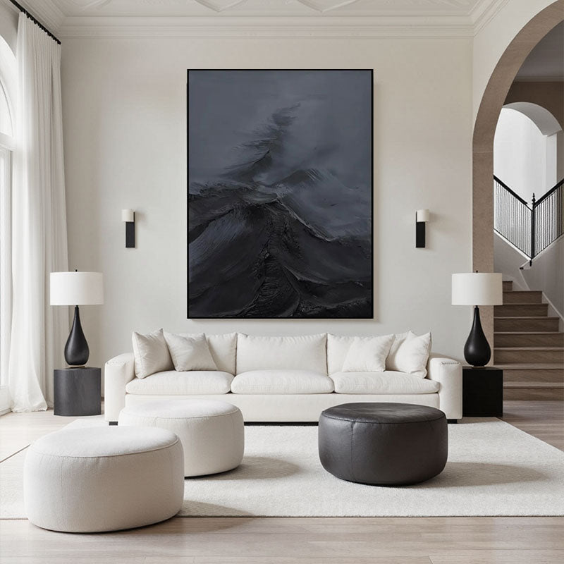 Black Minimalist Textured Painting #MZ143