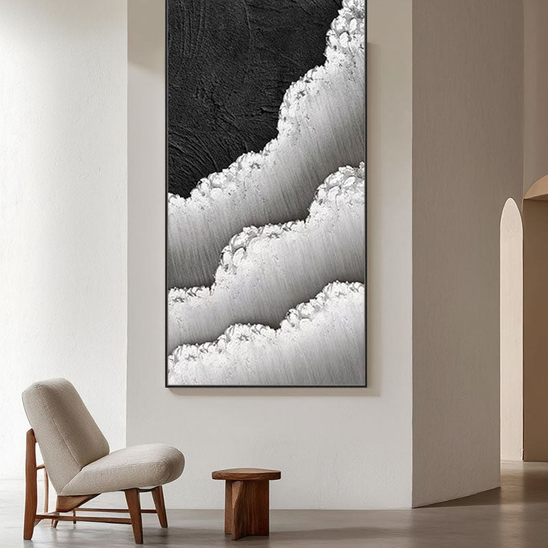 Black White Textured Minimalist Wall Art #MZ046