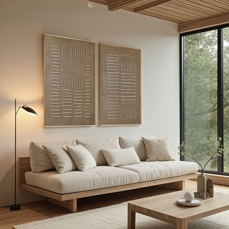 Beige & Brown Abstract Set of 2 #BB153