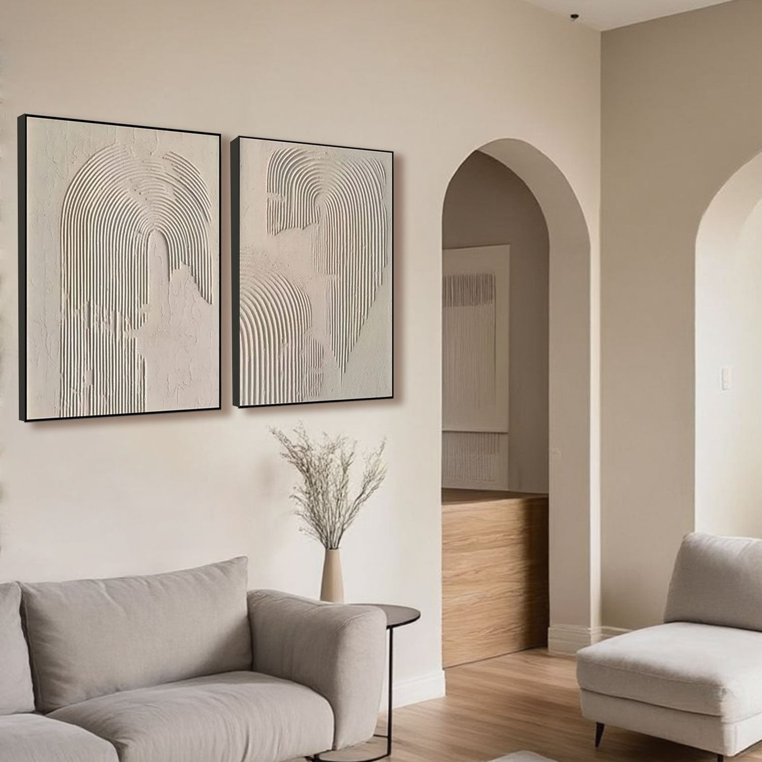 Beige & Brown Abstract Set of 2 #BB069