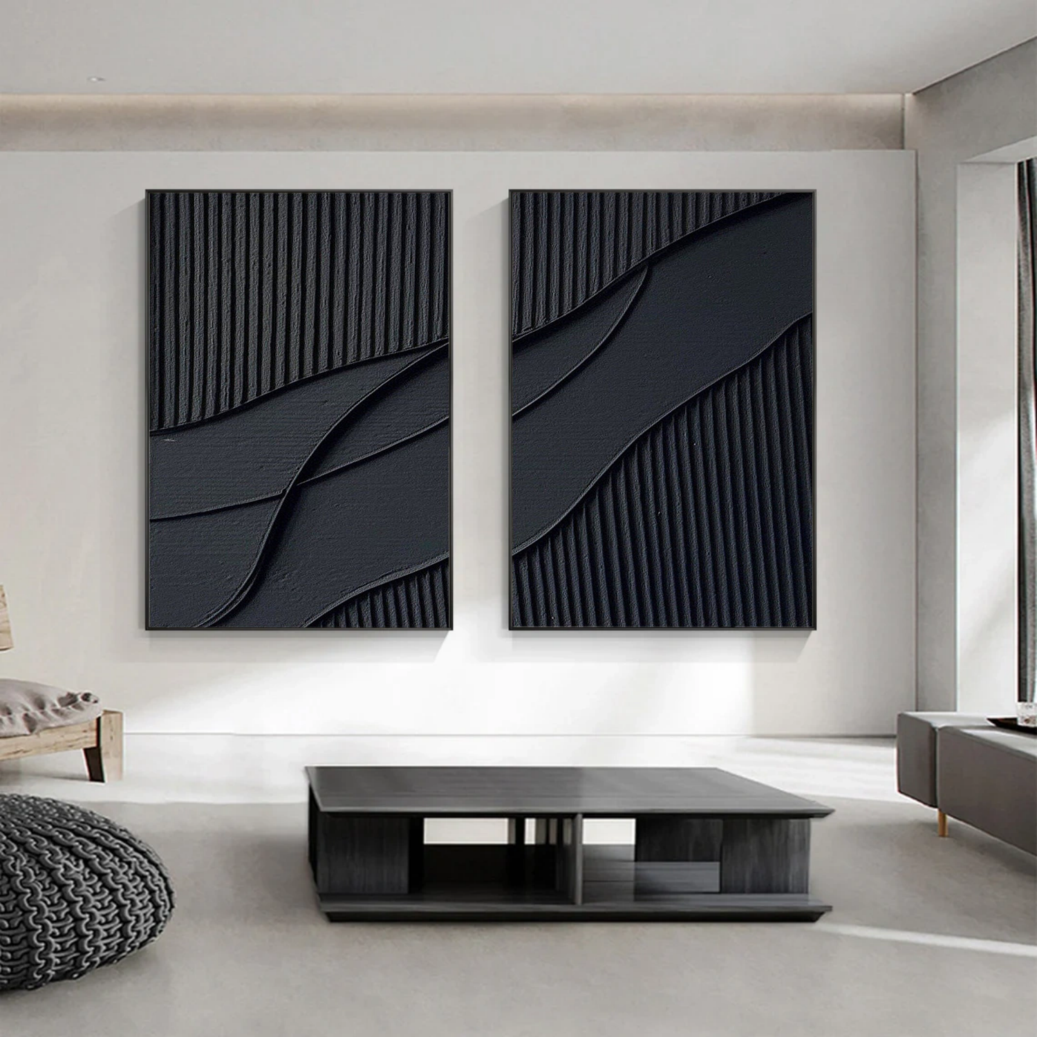 Black Minimalist Textured Painting #MZ024