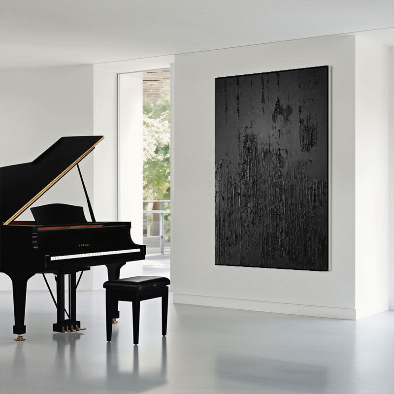 Black Minimalist Textured Wall Art #MZ010