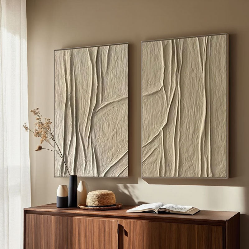 Beige & Brown Abstract Set of 2 #BB134