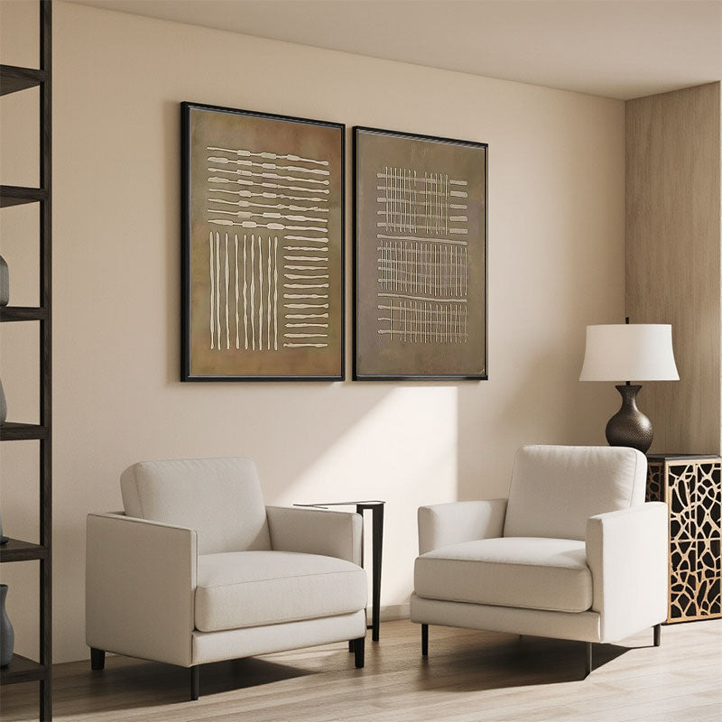 Beige & Brown Abstract Set of 2 #BB154