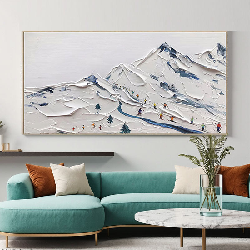 Skiing Sport Art Textured Painting Canvas #MM226
