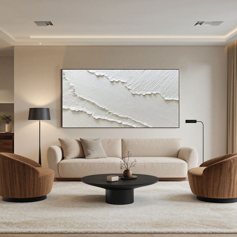 White Minimalist Textured Painting Canvas #MM193