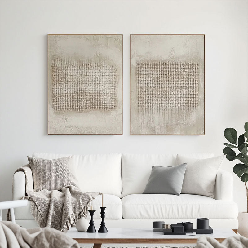 Beige & Brown Abstract Set of 2 #BB155