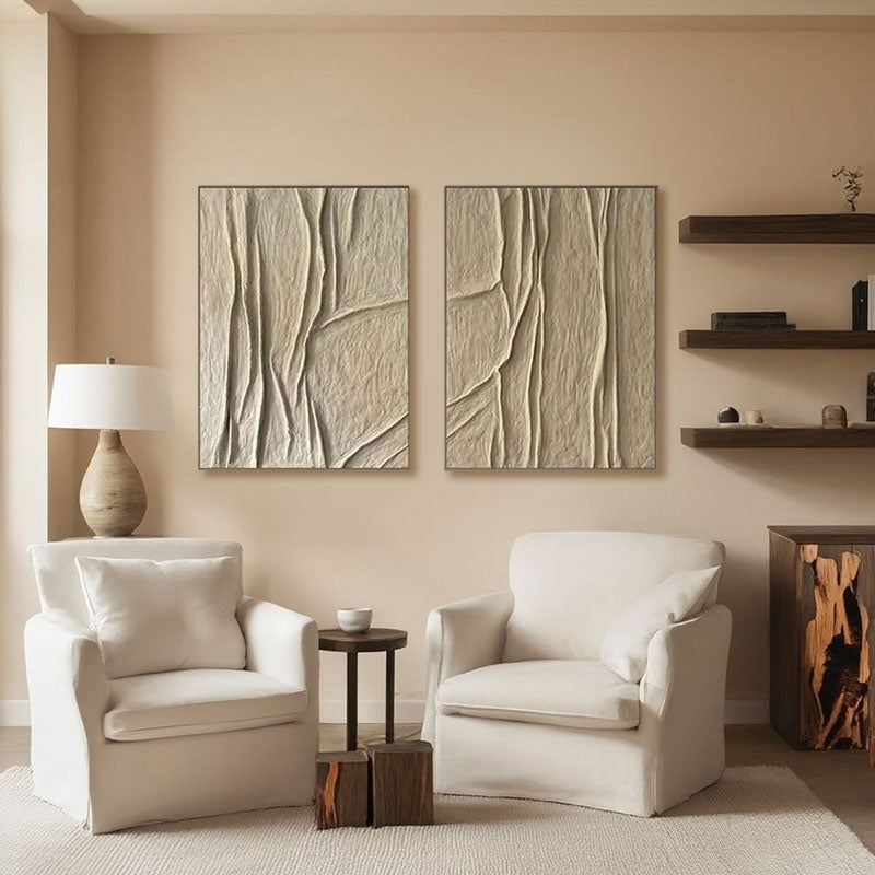 Beige & Brown Abstract Set of 2 #BB134