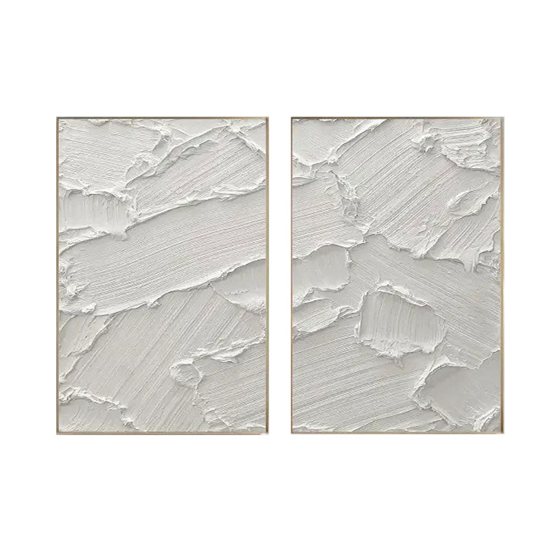 White Minimalist Textured Paintings Canvas Set of 2 #MM051