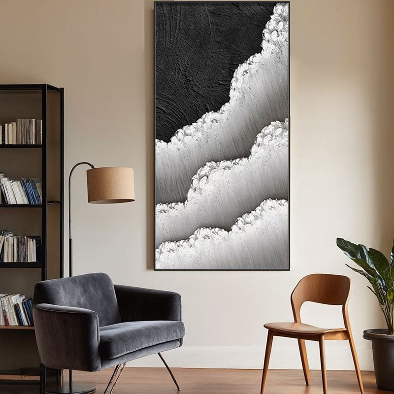 Black White Textured Minimalist Wall Art #MZ046