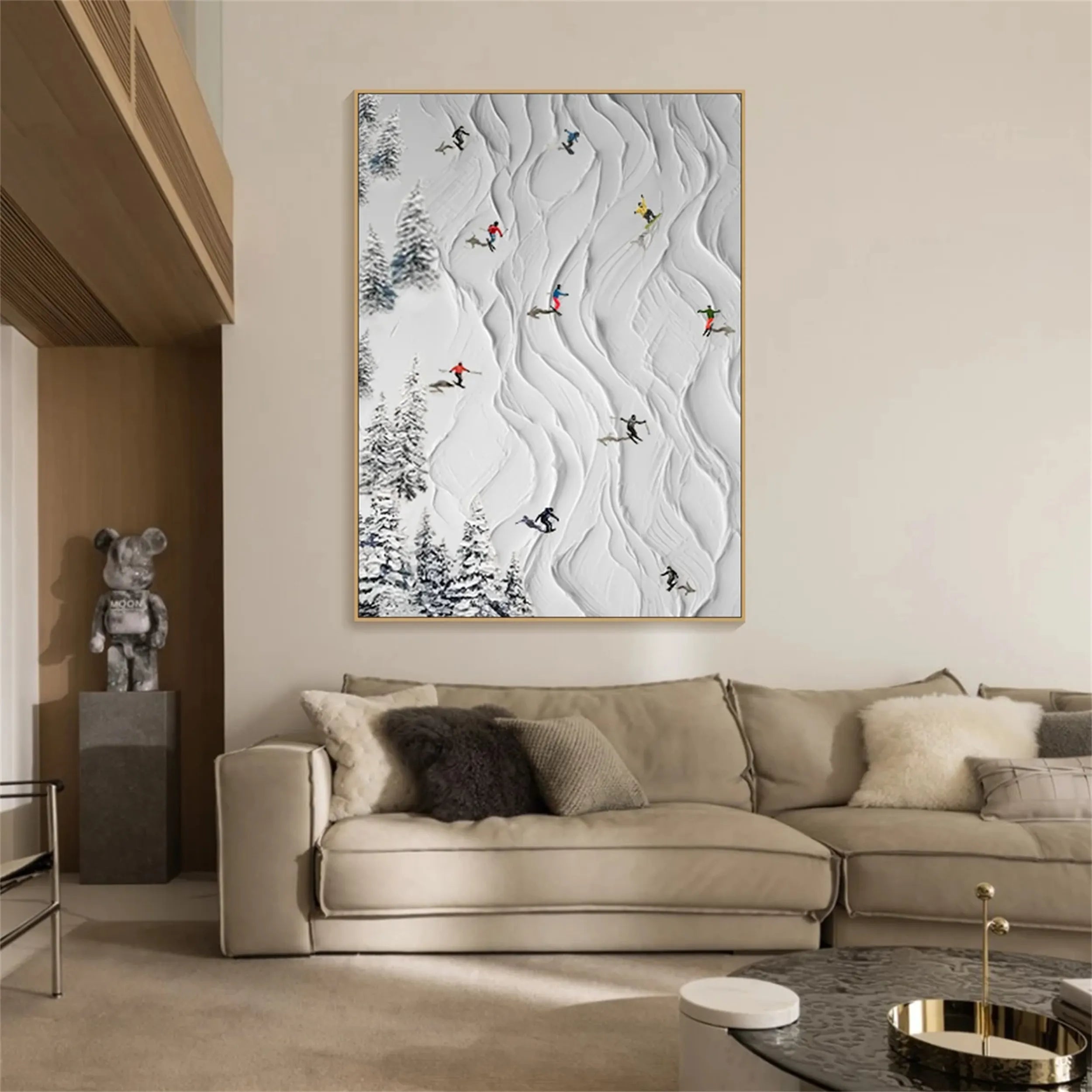 Skiing Sport Art Textured Painting Canvas #MM213