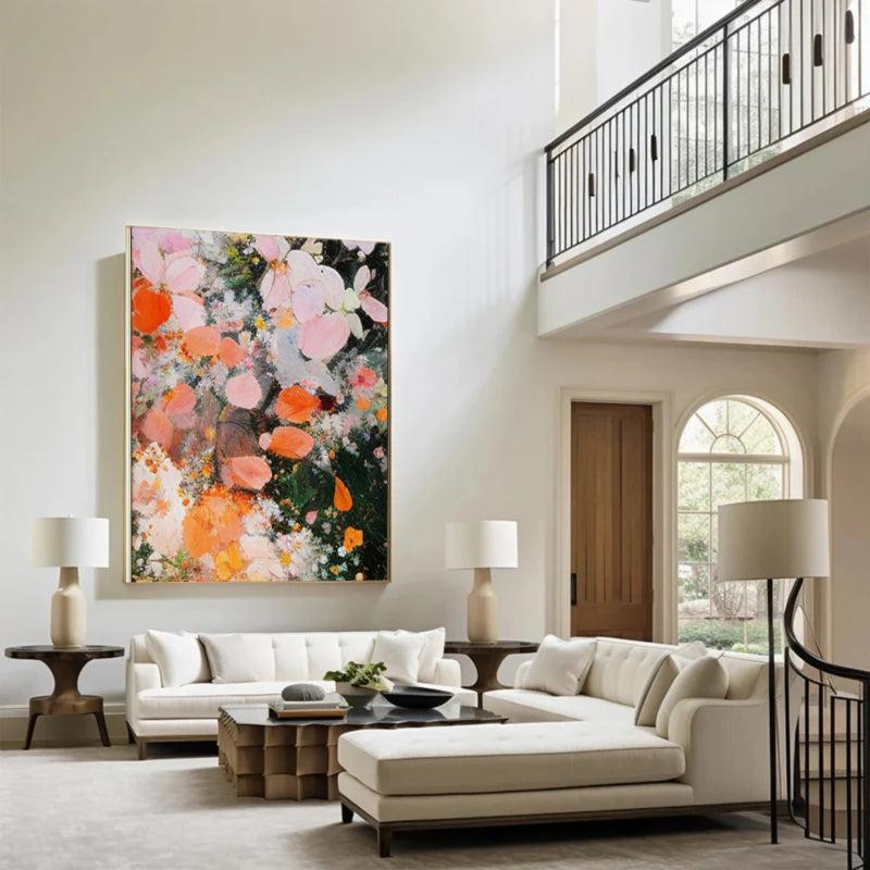 Plaster Painting "Fleurs en Éclosion"