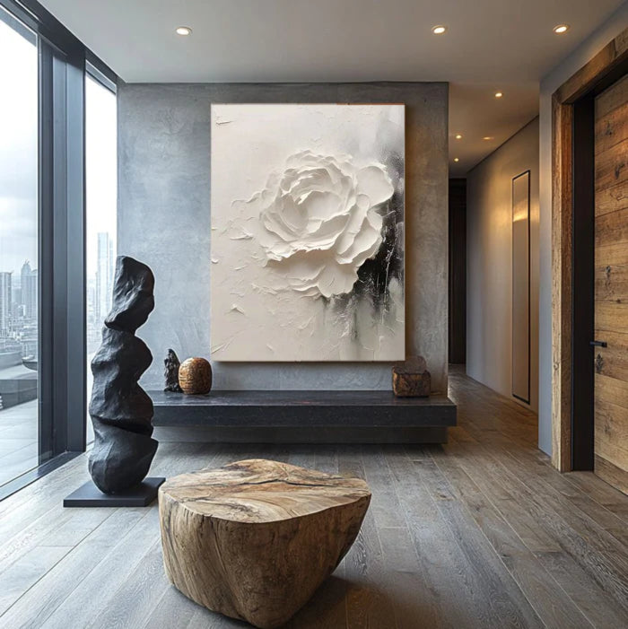 Plaster Painting "Rose de Silence"